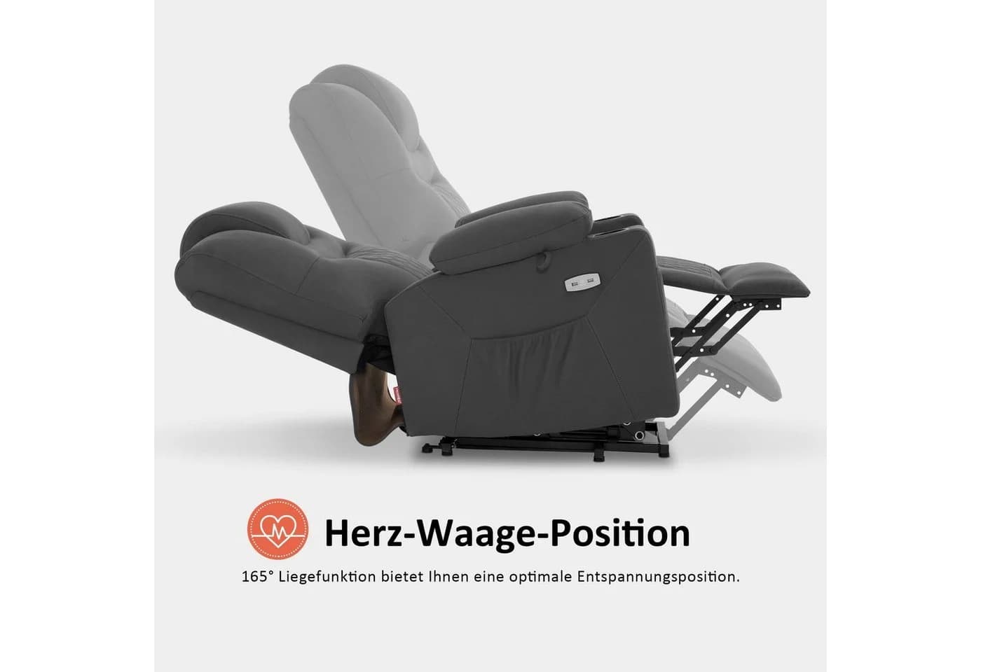 MCombo Elektrischer Relaxsessel mit Aufstehhilfe 2 Motoren Grau - Bild 5