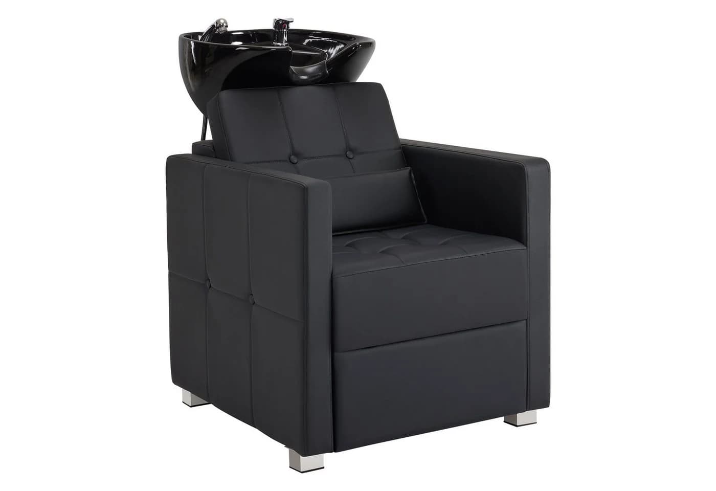 Barberpub Friseurstuhl mit Waschbecken 8010 Schwarz/Weiß Keramik - Bild 2