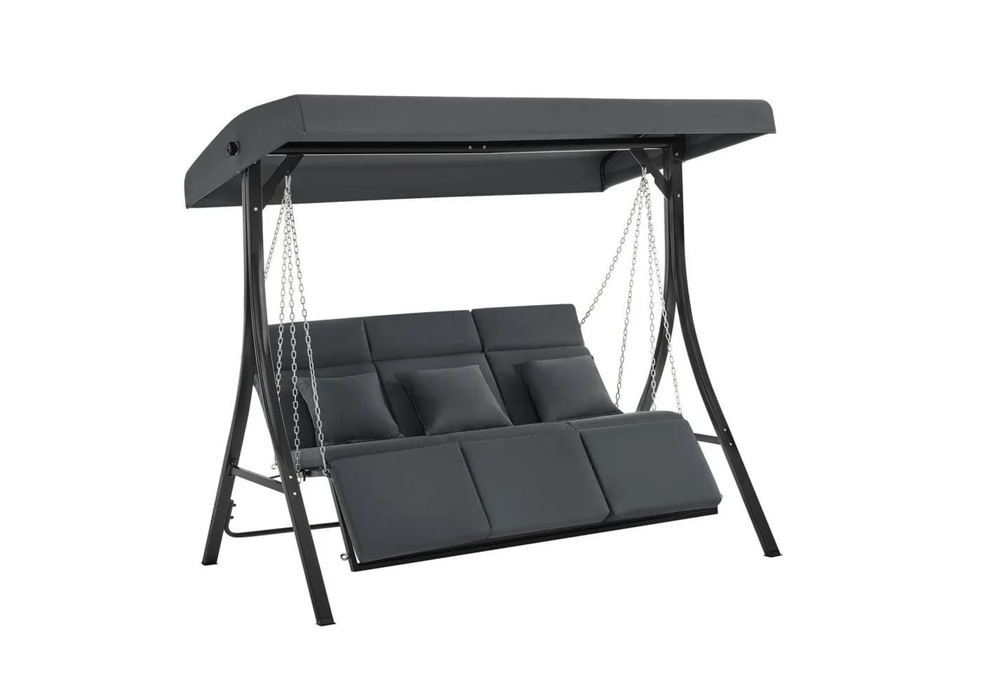 MCombo Hollywoodschaukel 3-Sitzer Grau mit Dach und Kissen - Bild 2