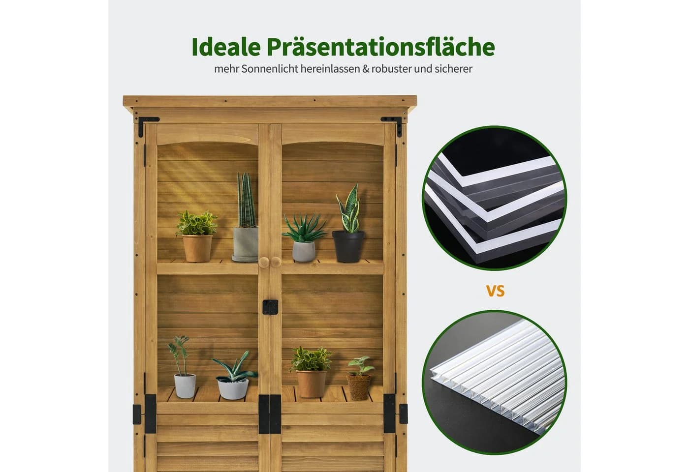 MCombo Gartenschrank Holz Wetterfest mit Ablage - Bild 4