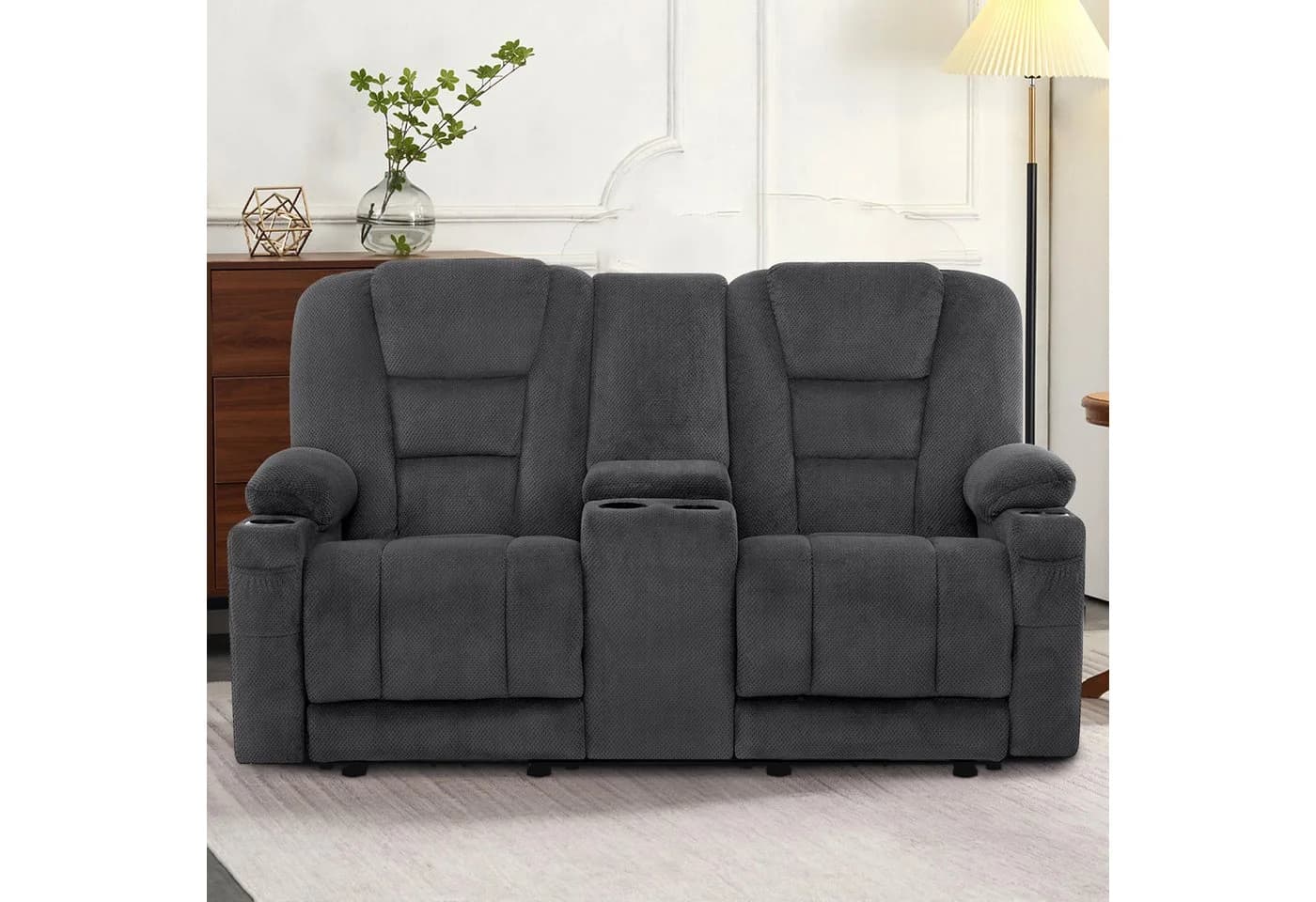MCombo Relaxsofa 2-3 Sitzer Grau Elektrisch Verstellbar