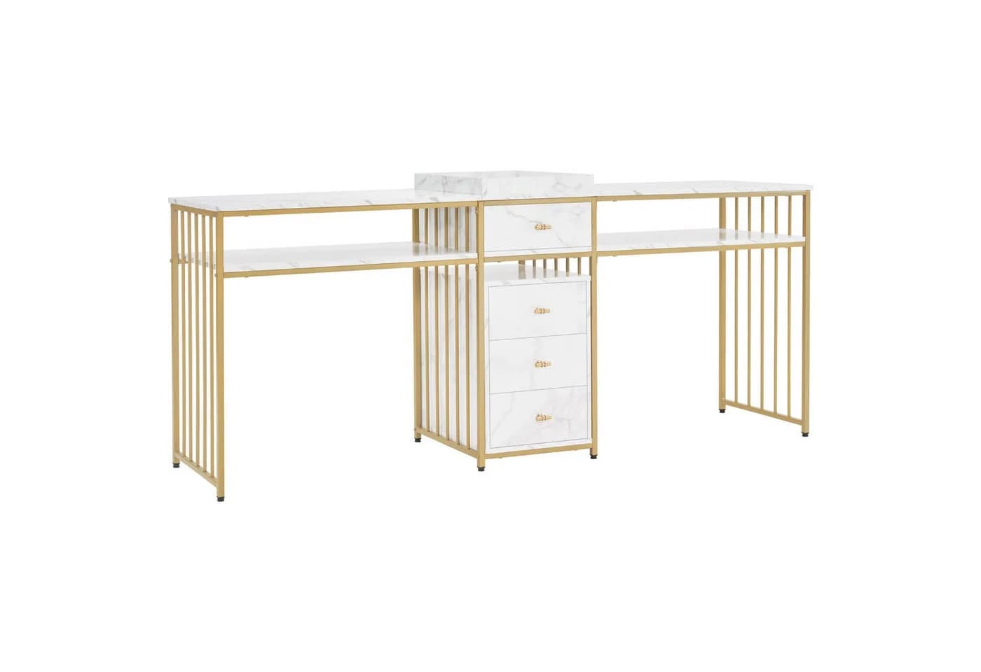 MCombo Schminktisch mit Schubladen Gold-Marmor Metallgestell - Bild 2