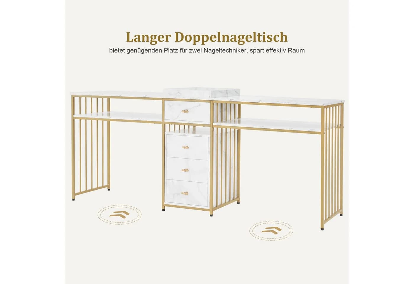 MCombo Schminktisch mit Schubladen Gold-Marmor Metallgestell - Bild 4