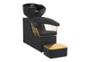 Barberpub Friseurstuhl mit Waschbecken Retro Gold-Schwarz Bild 2