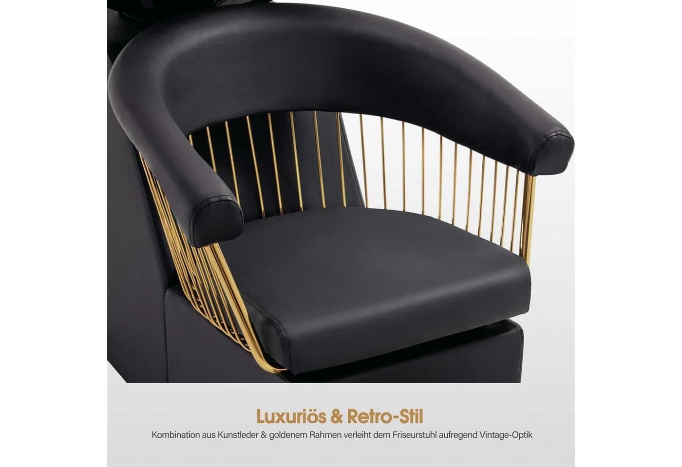 Barberpub Friseurstuhl mit Waschbecken Retro Gold-Schwarz - Bild 3
