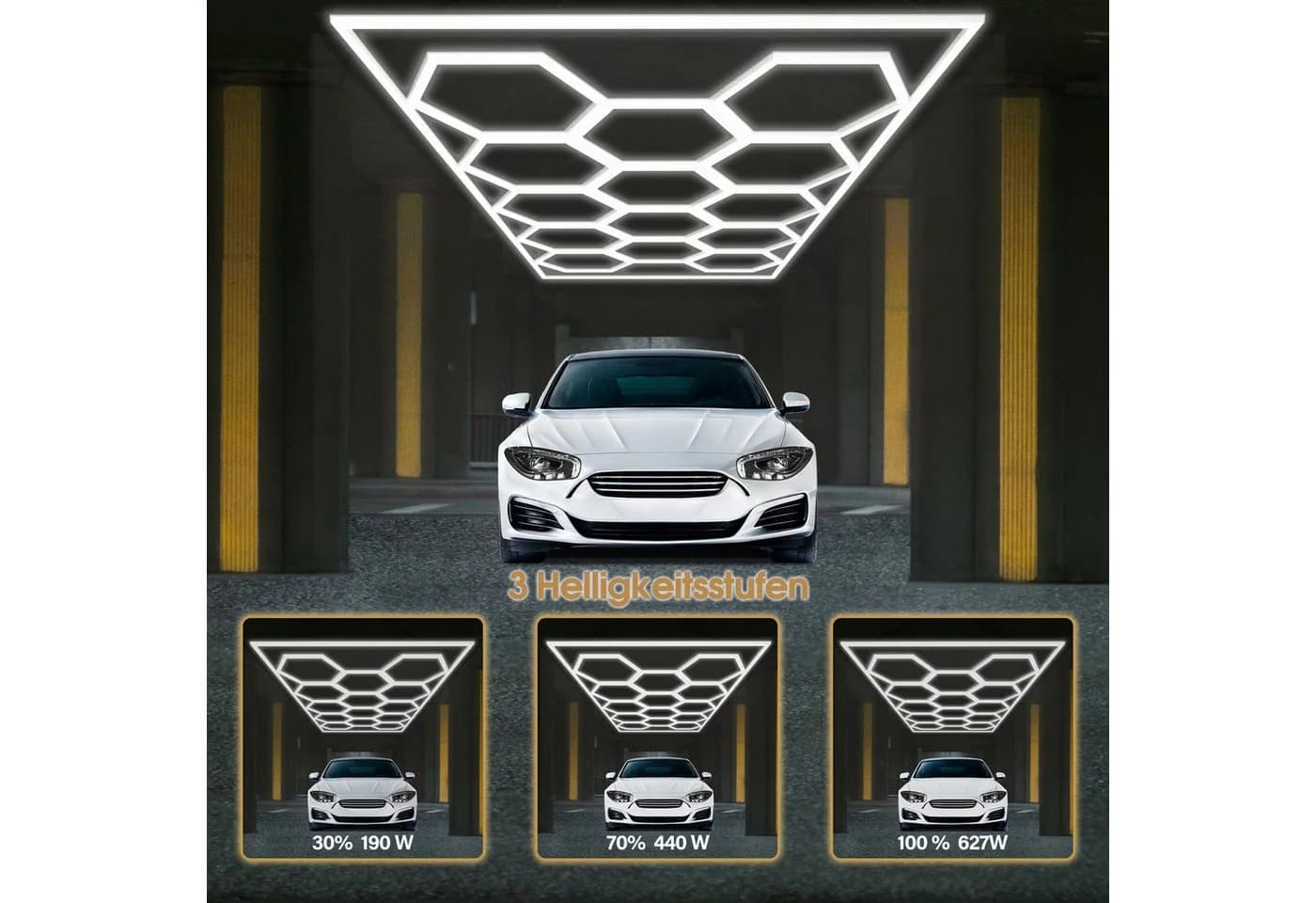 Barberpub Hexagon LED Deckenleuchte Weiß 6500K Wabenform - Bild 5