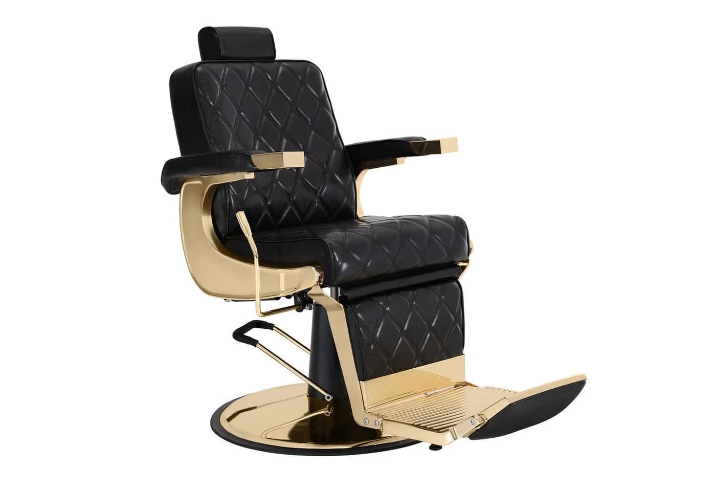 Barberpub Friseurstuhl Gold-Schwarz Kippbar Höhenverstellbar Drehbar - Bild 2