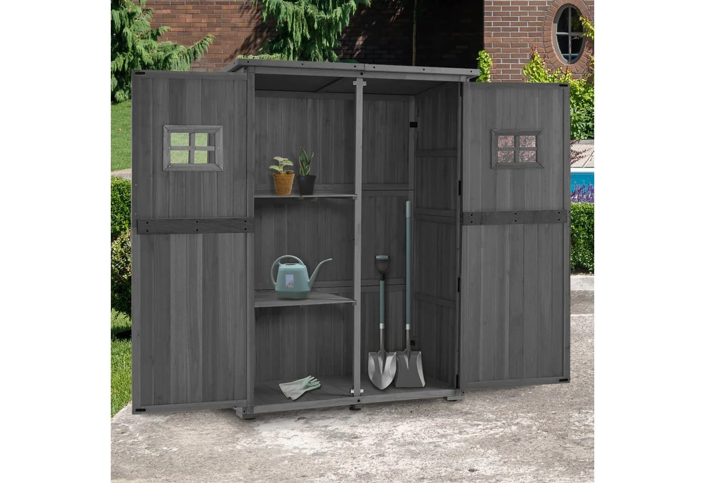 MCombo Gartenschrank Holz Grau Wetterfest
