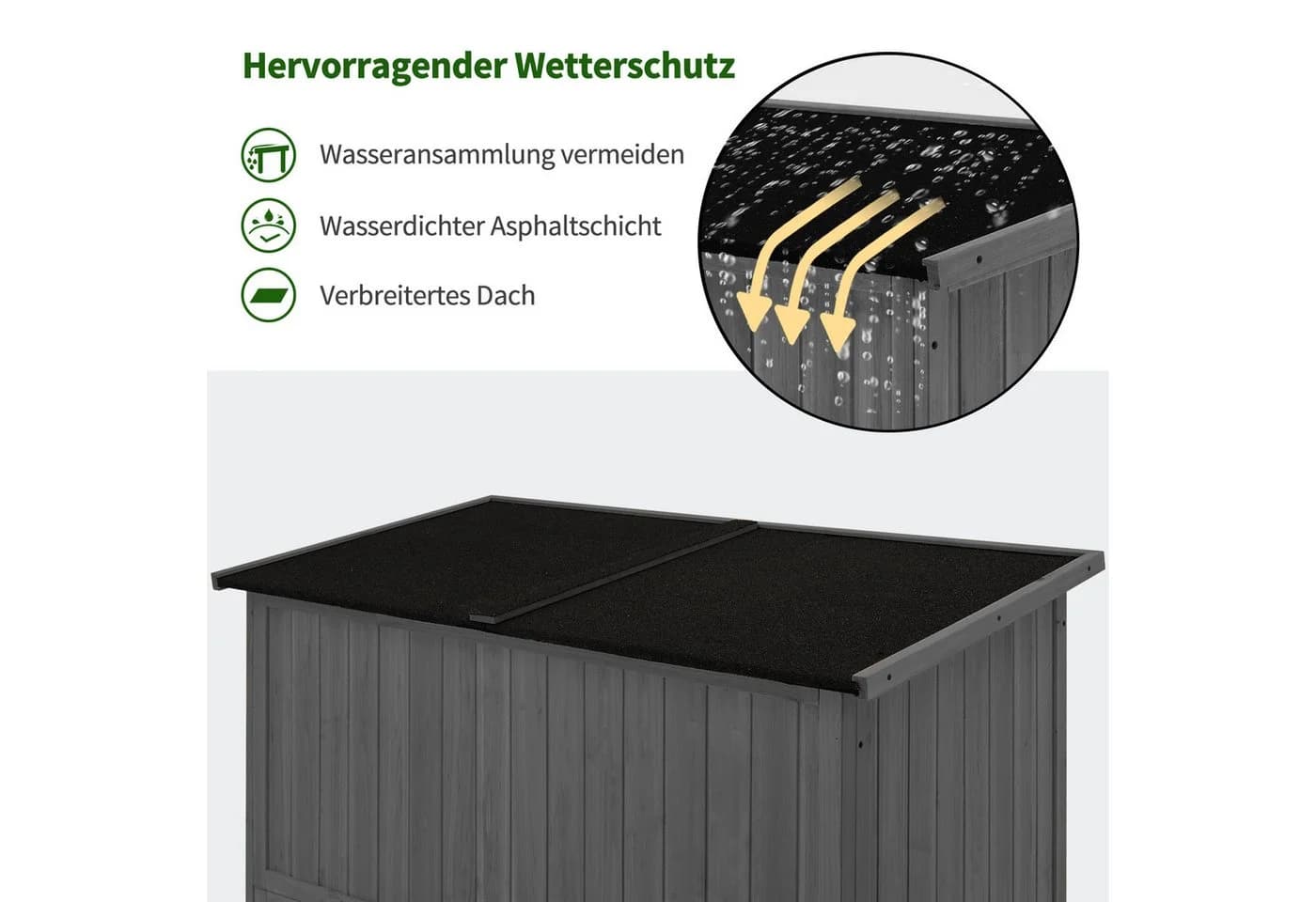 MCombo Gartenschrank Holz Grau Wetterfest - Bild 4