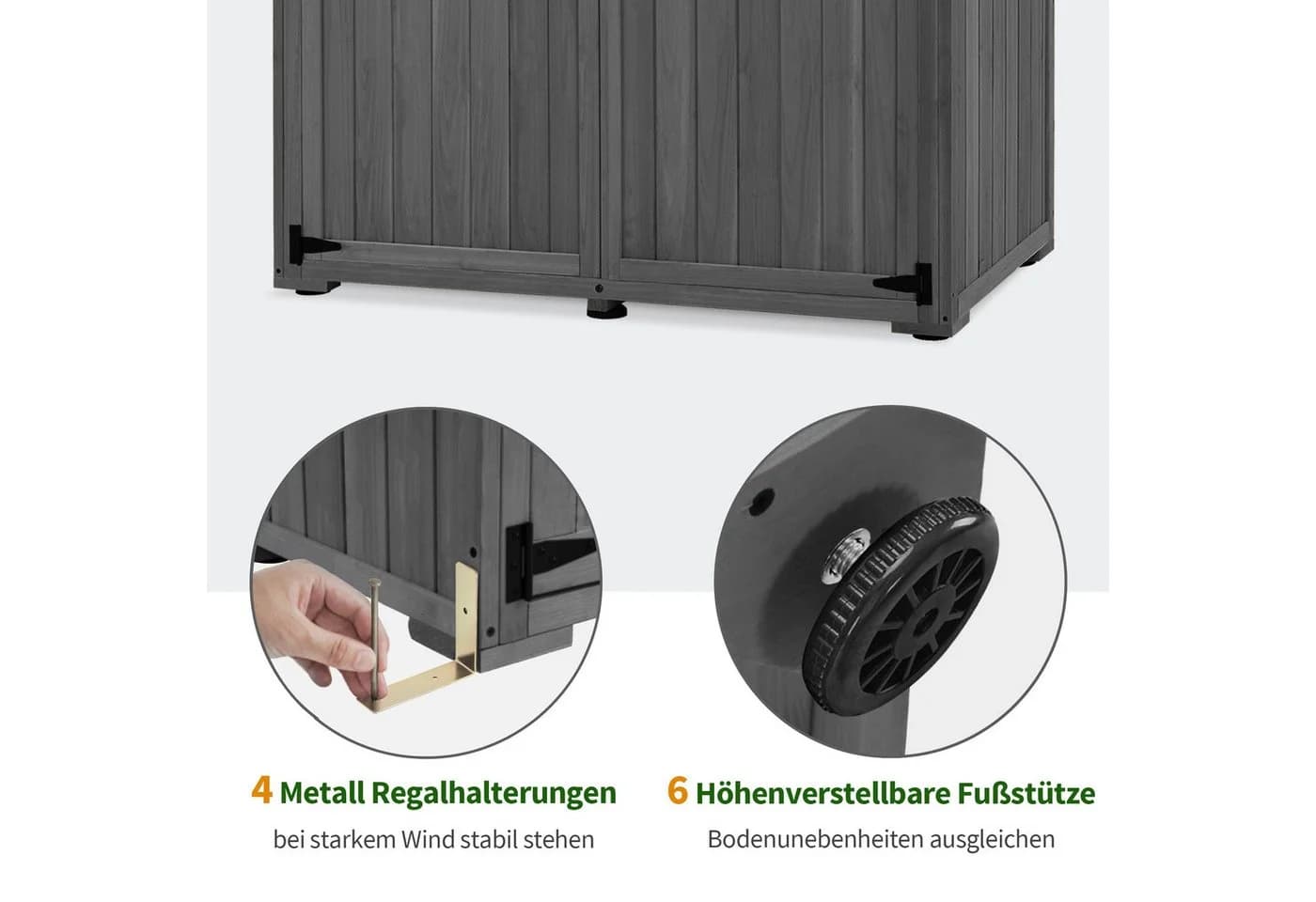 MCombo Gartenschrank Holz Grau Wetterfest - Bild 5