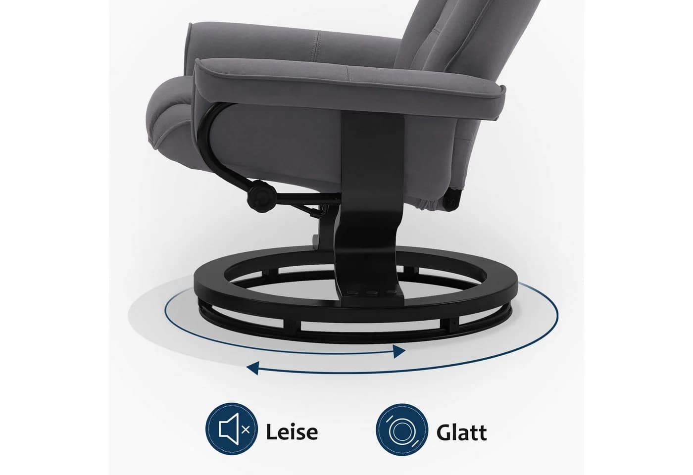 MCombo Relaxsessel mit Hocker Grau Mikrofaser Relaxfunktion - Bild 5