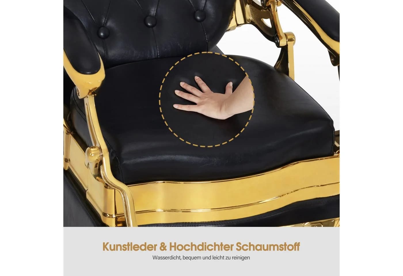 Barberpub Friseurstuhl mit Waschbecken Retro Gold-Schwarz - Bild 5