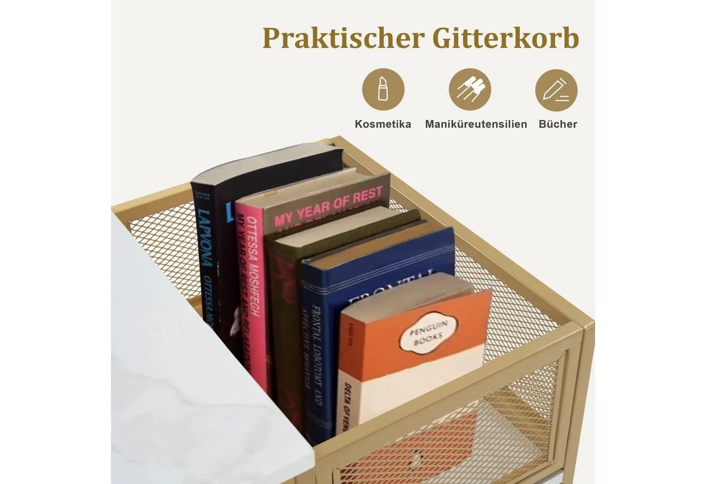 MCombo Schreibtisch mit 6 Schubladen Weiß/Gold Modern - Bild 4