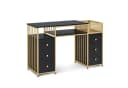 MCombo Schreibtisch M mit 6 Schubladen, Manikürtisch, Schminktisch Schwarz-Gold Bild 2