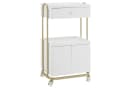 MCombo Servierwagen Weiß-Gold mit Rollen, Schubladen & Schrank Bild 2