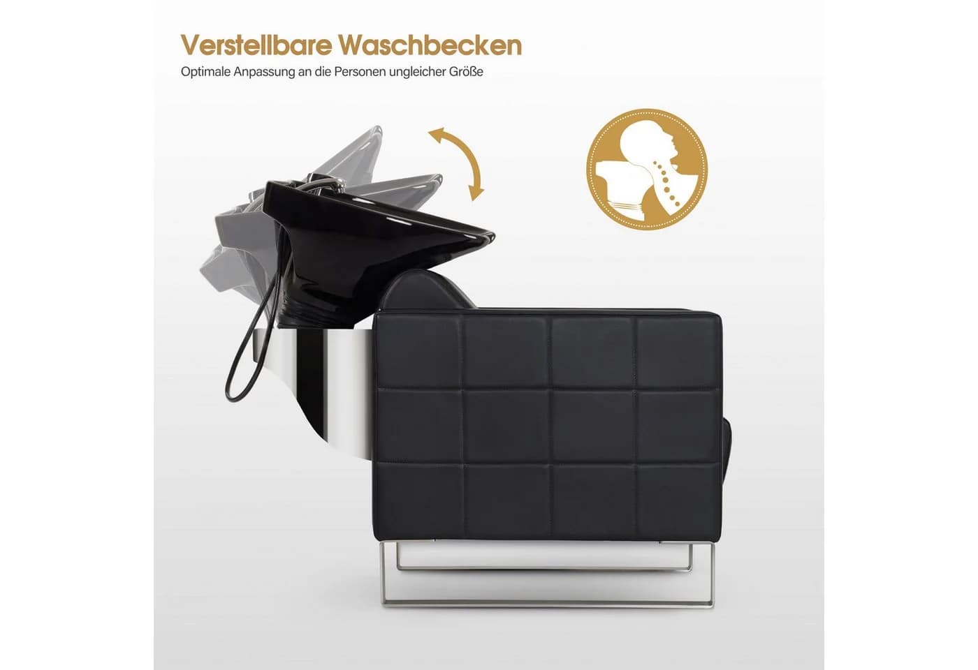 BarberPub Friseurstuhl mit Keramikwaschbecken 8611 Schwarz - Bild 3