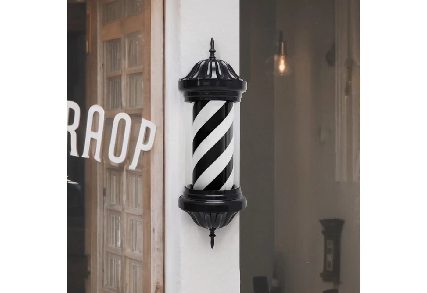 Barberpub Außen-Wandleuchte Barber Pole Barbierstab LED Weiß Schwarz Rot Blau