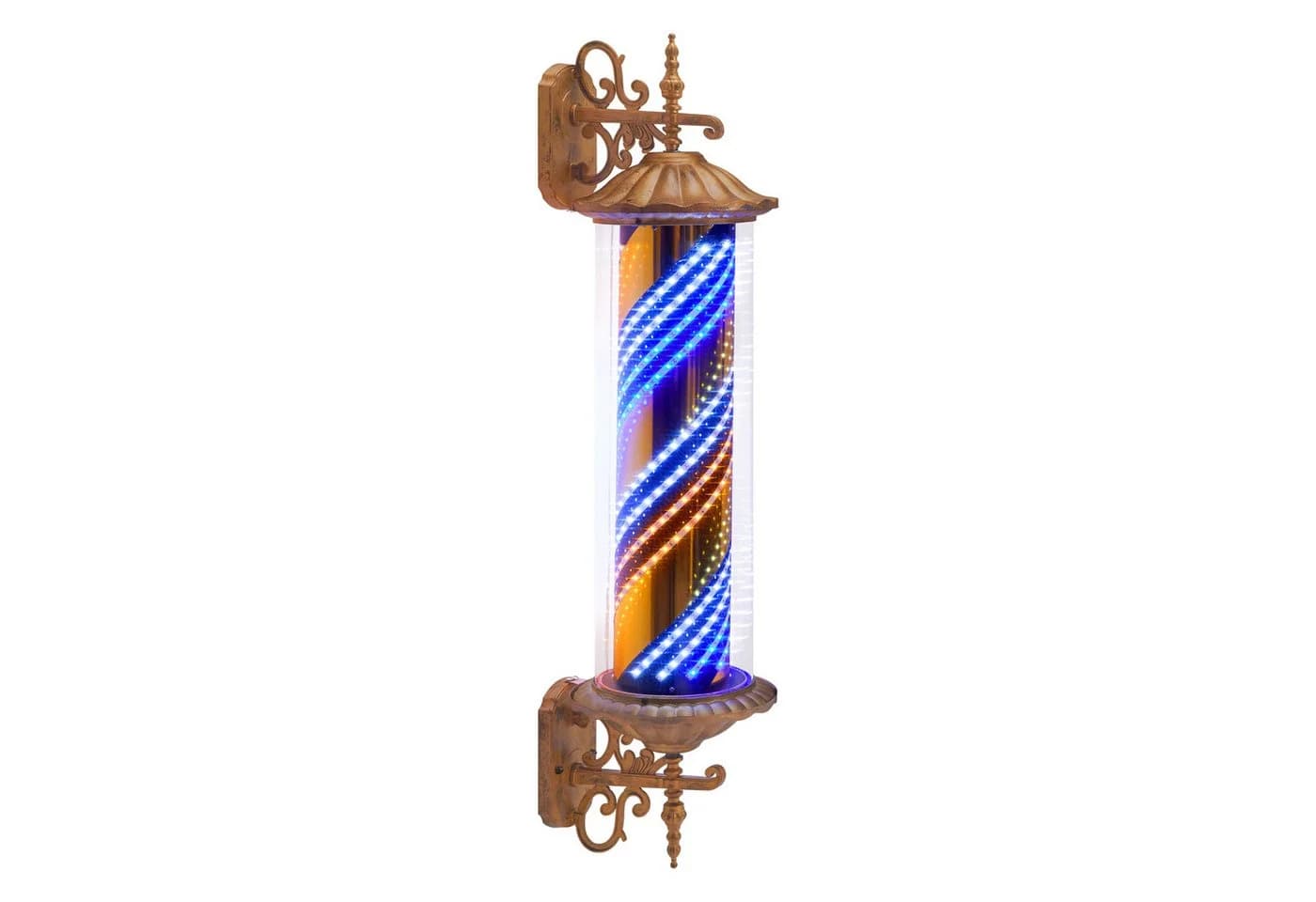 Barberpub Außen-Wandleuchte Barber Pole Retro Blau-Gold-Weiß LED - Bild 2