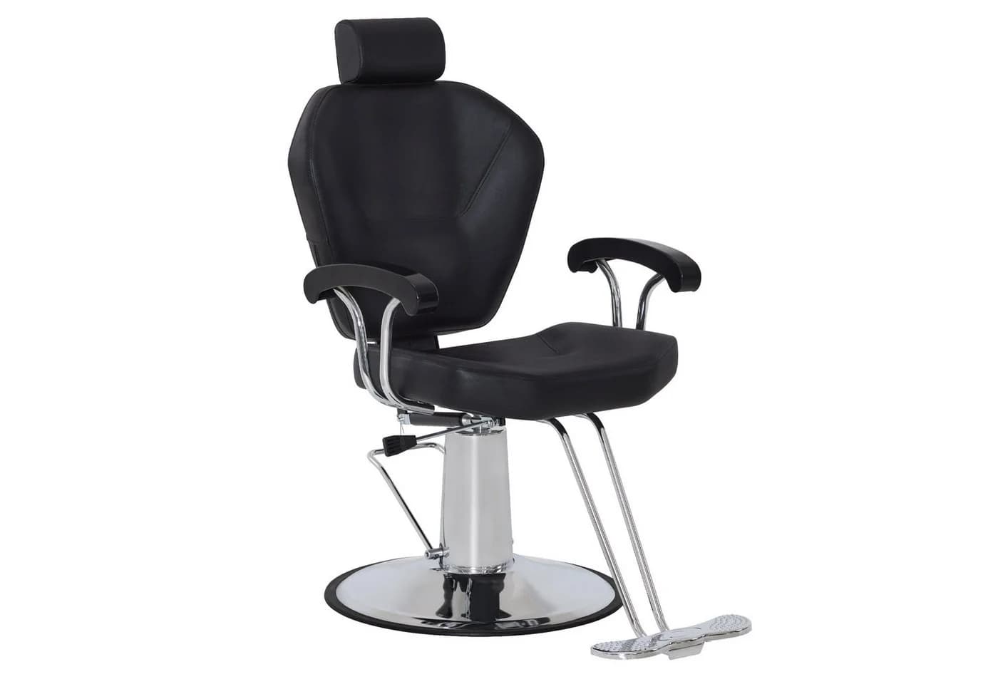 Barberpub Friseurstuhl Schwarz Höhenverstellbar mit Kopfstütze - Bild 2