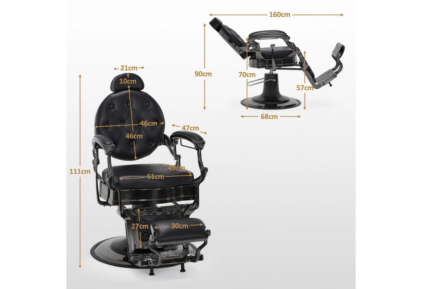Barberpub Friseurstuhl hydraulisch Kunstleder Retro Schwarz