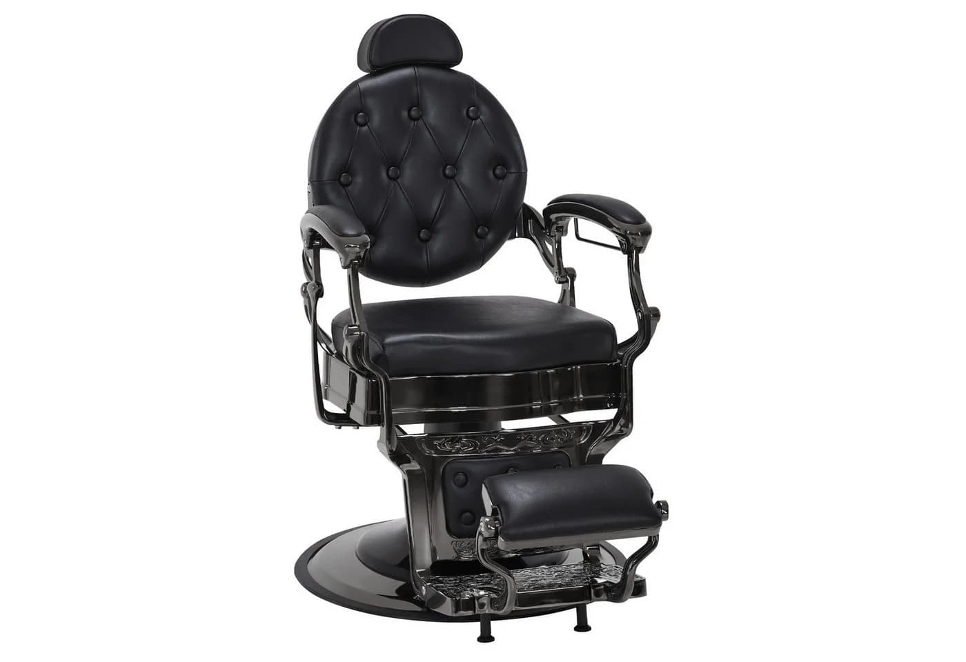 Barberpub Friseurstuhl hydraulisch Kunstleder Retro Schwarz - Bild 2