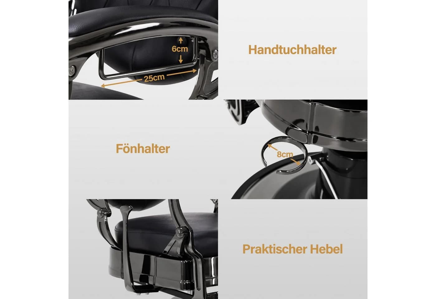 Barberpub Friseurstuhl hydraulisch Kunstleder Retro Schwarz - Bild 5