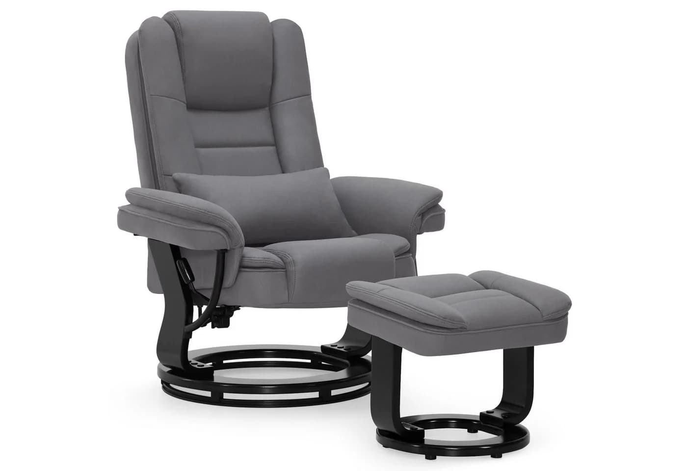 MCombo Relaxsessel 9099 Grau 360° Drehbar mit Hocker Relaxfunktion - Bild 2