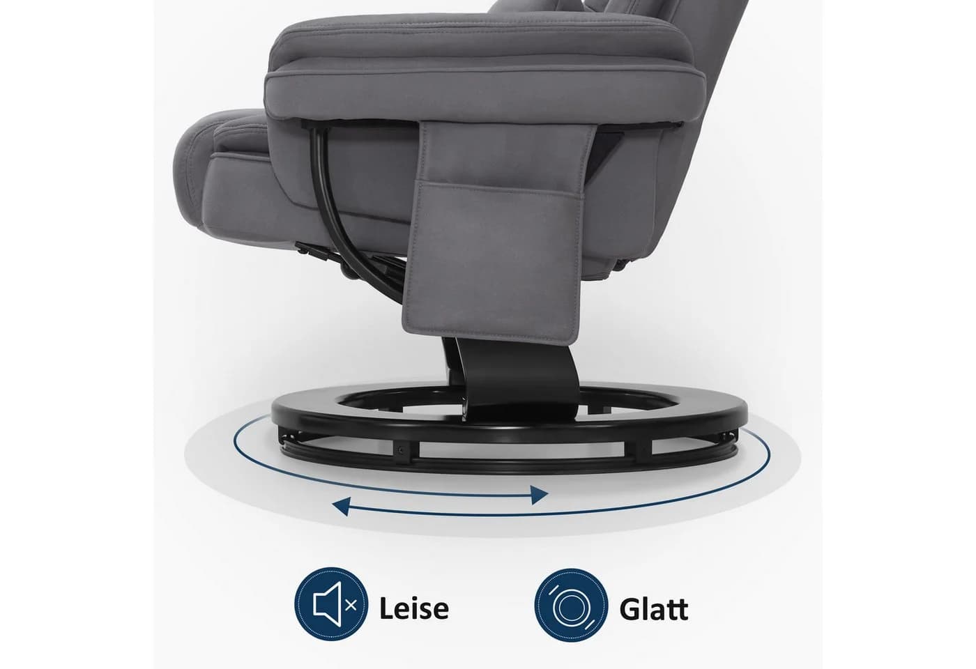 MCombo Relaxsessel 9099 Grau 360° Drehbar mit Hocker Relaxfunktion - Bild 5