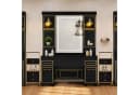 Barberpub Friseurspiegelschrank Schwarz-Gold mit LED-Lichtleiste Bild 1