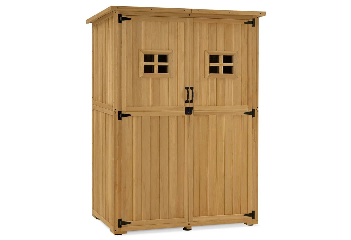 MCombo Gartenschrank Holz 127x59x168 cm Wetterfest Grau/Natur - Bild 2