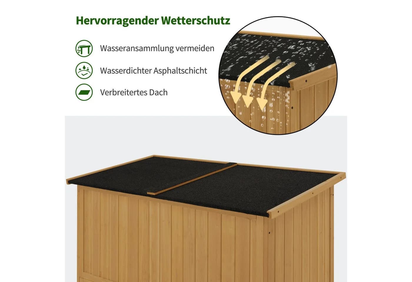 MCombo Gartenschrank Holz 127x59x168 cm Wetterfest Grau/Natur - Bild 4