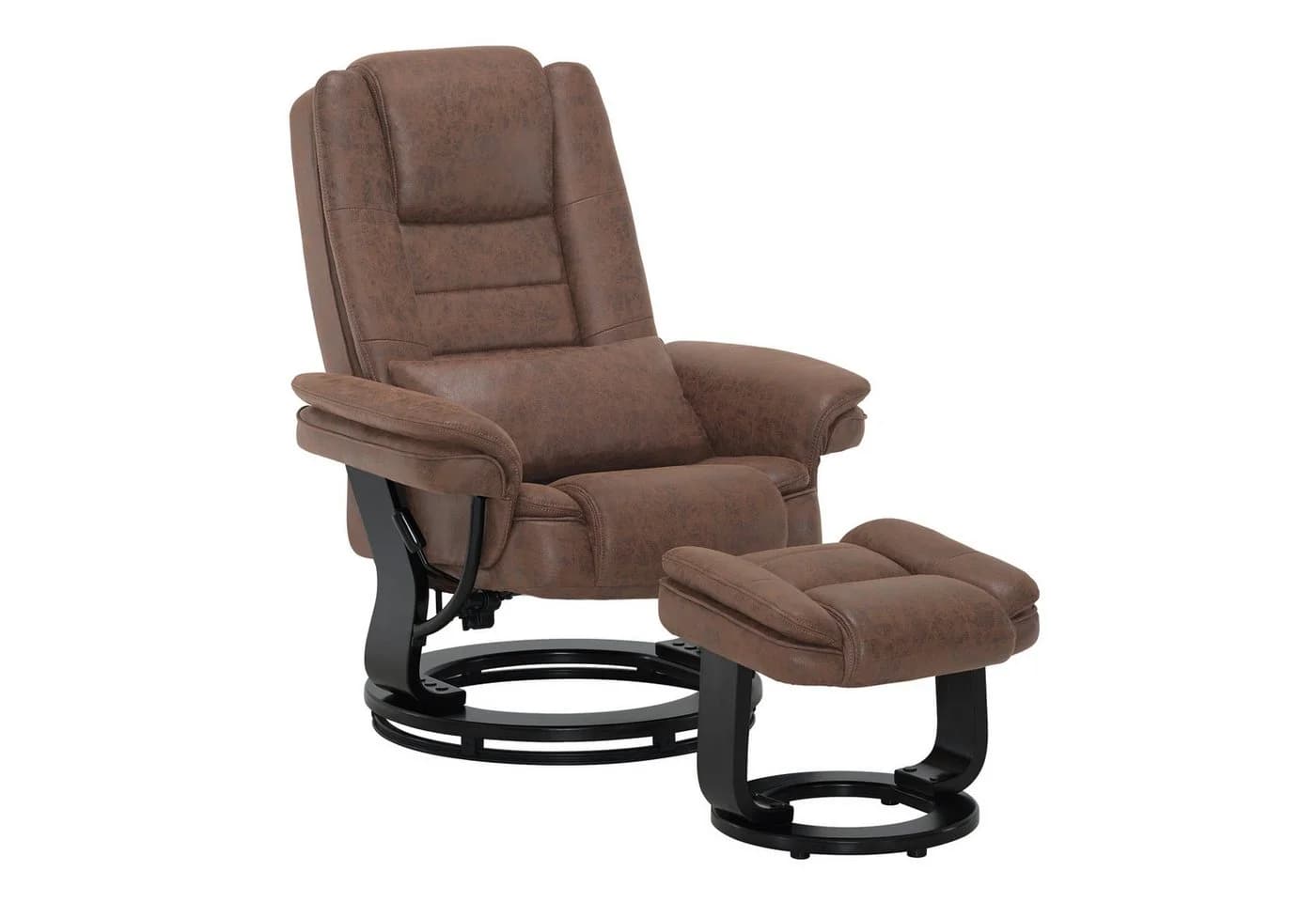 MCombo Relaxsessel 360° Drehbar mit Hocker Braun Mikrofaser - Bild 2