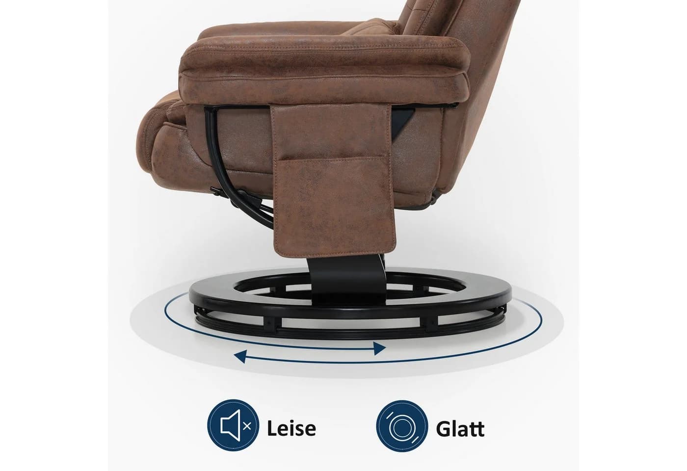 MCombo Relaxsessel 360° Drehbar mit Hocker Braun Mikrofaser - Bild 5
