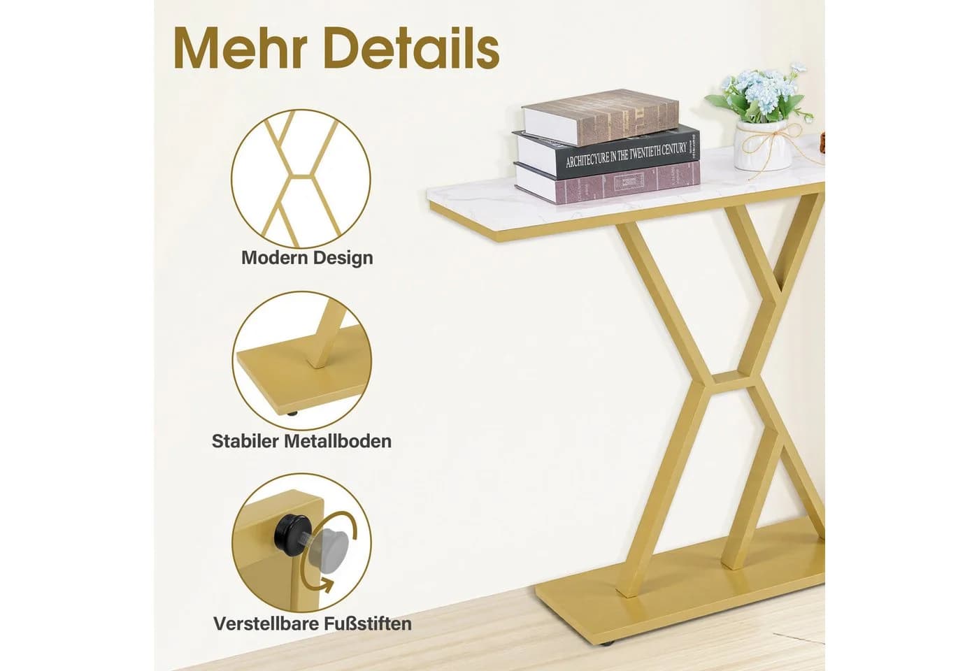 Barberpub Konsolentisch Schmal, Eingangstisch, Flurtisch, 2 Ebenen - Bild 4