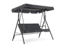 MCombo Hollywoodschaukel 3-Sitzer Grau Schwarz Braun mit Sonnendach Bild 2