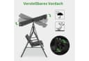 MCombo Hollywoodschaukel 3-Sitzer Grau Schwarz Braun mit Sonnendach Bild 3