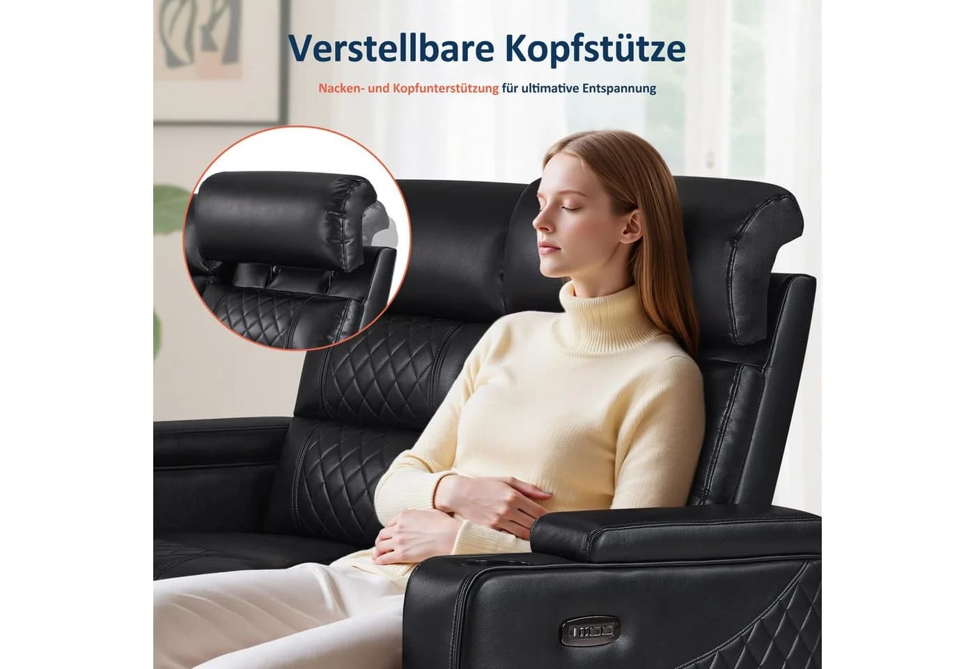 MCombo 1-Sitzer/2-Sitzer Sofa Schwarz Verstellbare Kopfstützen - Bild 5