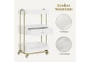 Barberpub Servierwagen Weiß-Gold mit Schublade & Rollen Bild 4