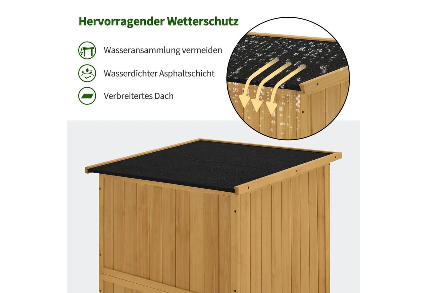 MCombo Gartenschrank Holz Wetterfest mit Asphaltdach - Bild 4