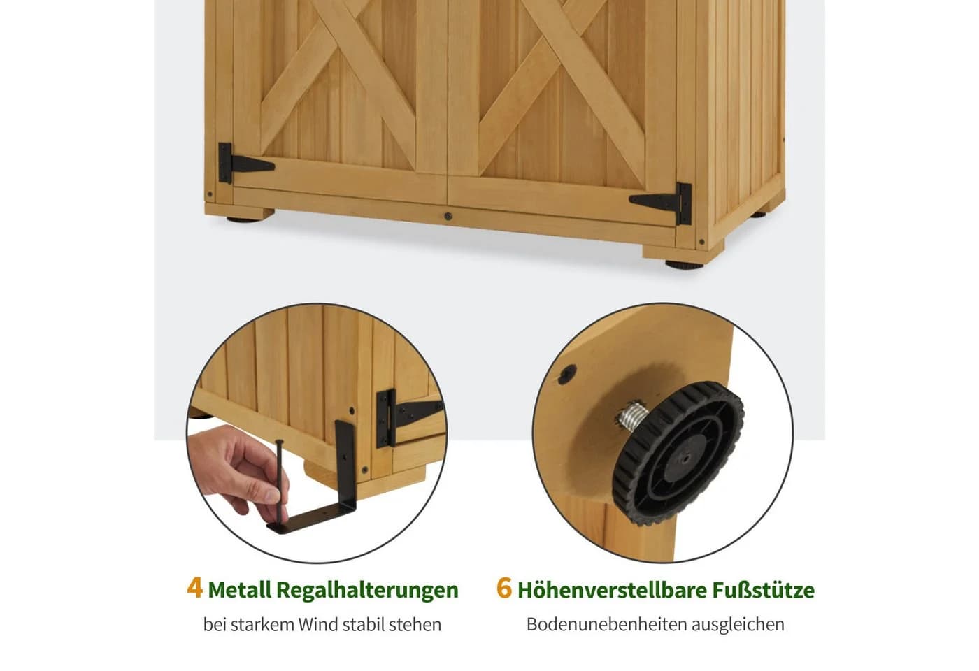 MCombo Gartenschrank Holz Wetterfest mit Asphaltdach - Bild 5