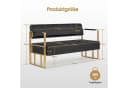 Barberpub Sitzbank 3-Sitzer Schwarz-Gold Kunstleder Bild 3