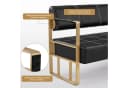 Barberpub Sitzbank 3-Sitzer Schwarz-Gold Kunstleder Bild 4