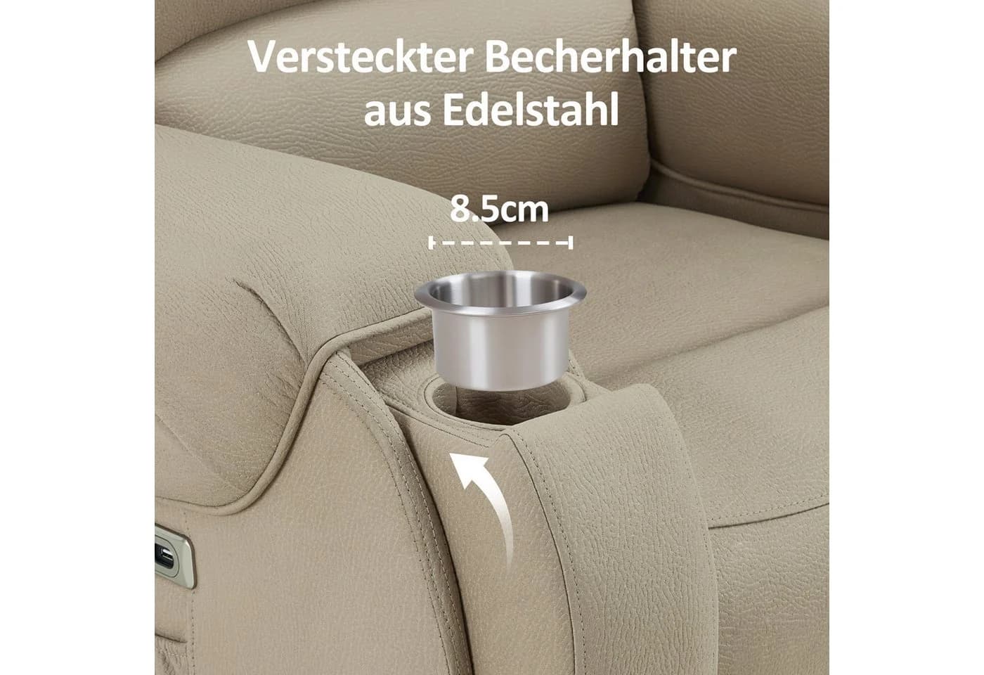 MCombo Fernsehsessel mit Aufstehhilfe Elektrisch Dunkelgrau - Bild 5