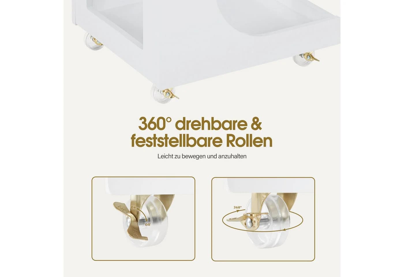 Barberpub Servierwagen mit Rollen, Rollwagen Friseurwagen Weiß, 0045, Salon Trolley mit 3 Ablagen, Mehrzweckwagen - Bild 5