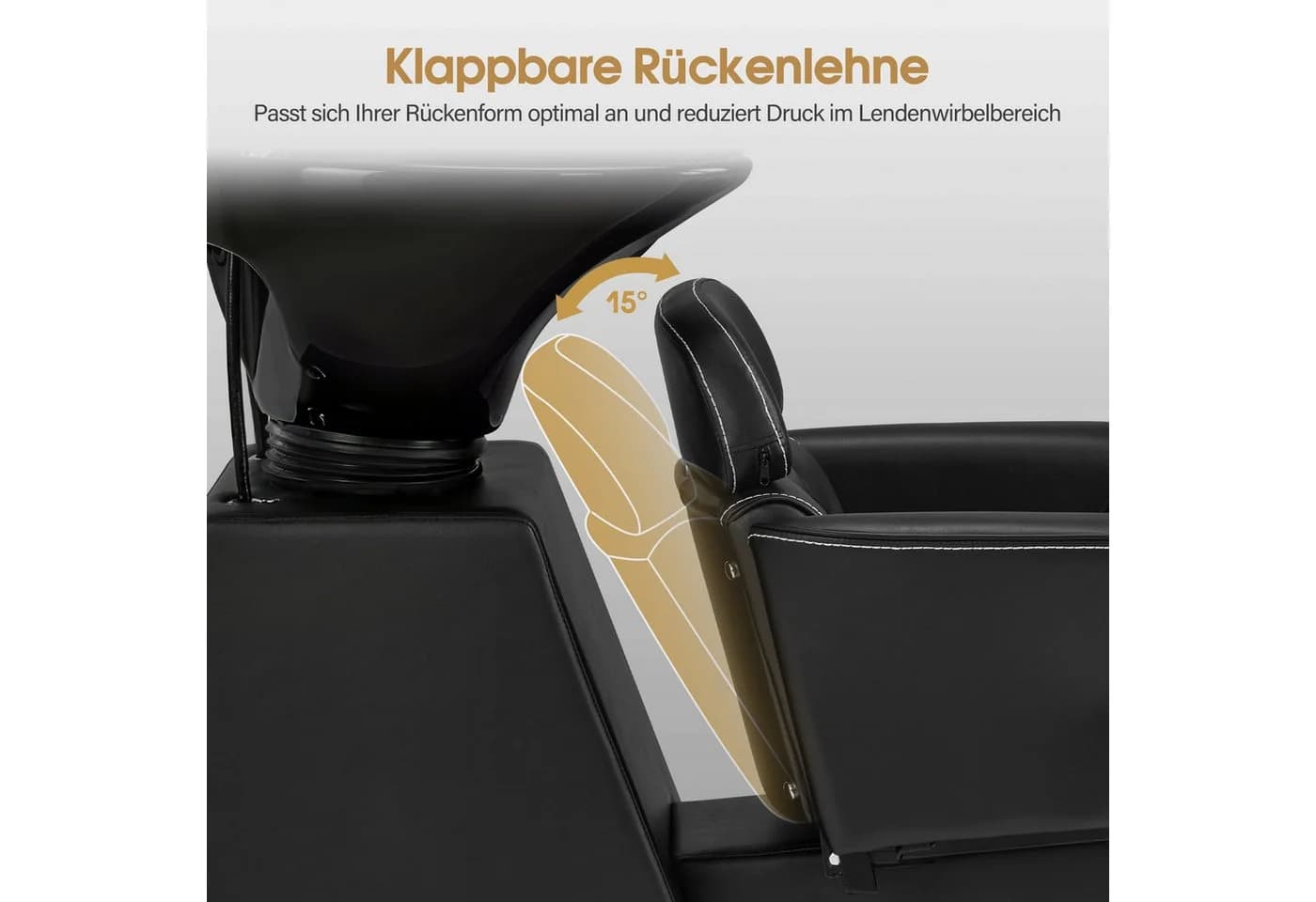 Barberpub Friseurstuhl mit Waschbecken 8692 Schwarz Kunstleder - Bild 3