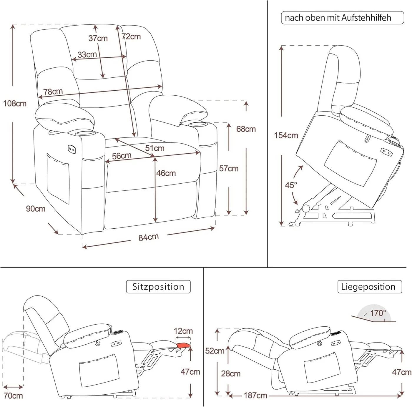 MCombo Relaxsessel 7550 Elektrische Aufstehhilfe Beige - Bild 3
