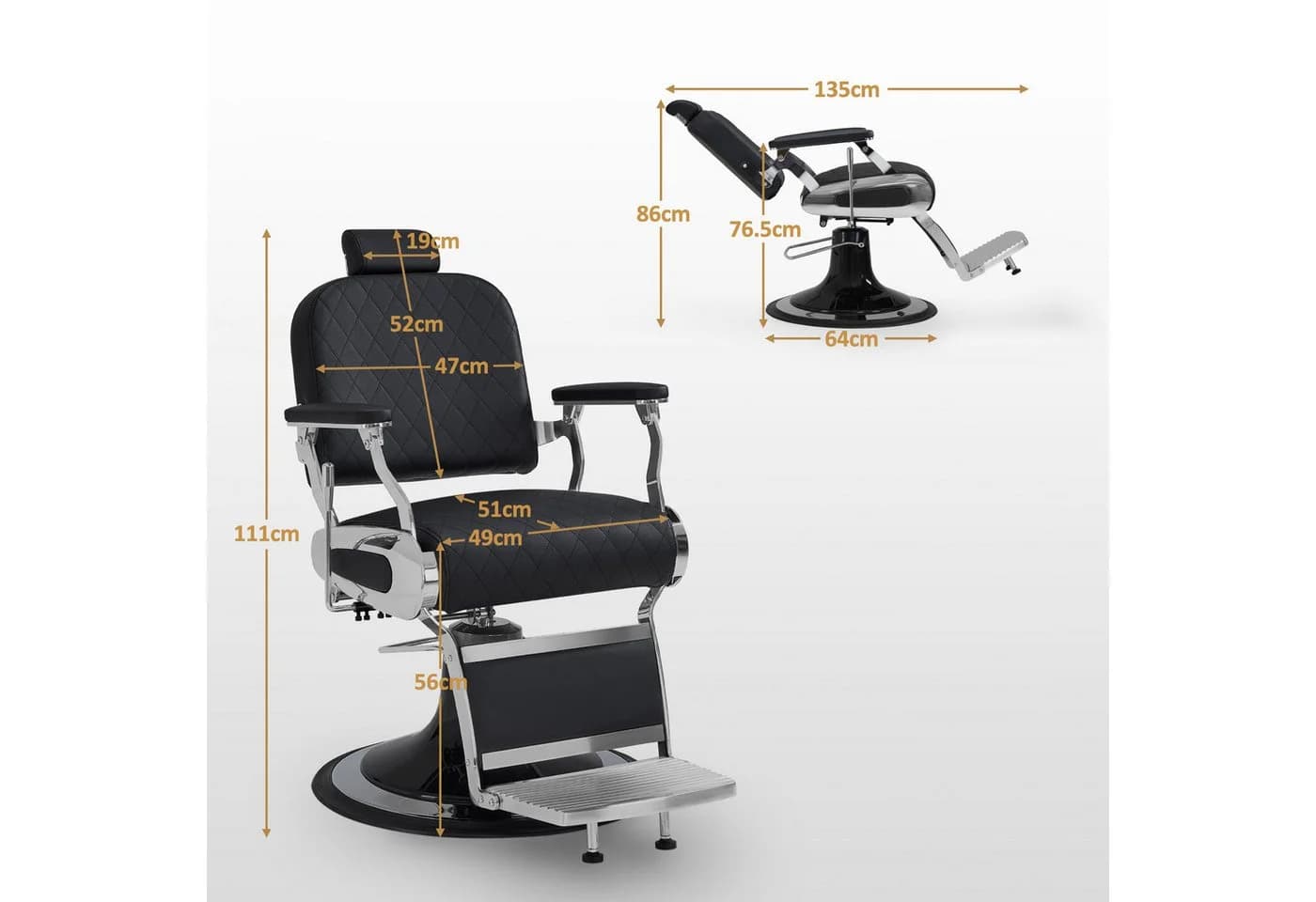 Barberpub Friseurstuhl mit Kopfstütze 3855, Höhenverstellbar