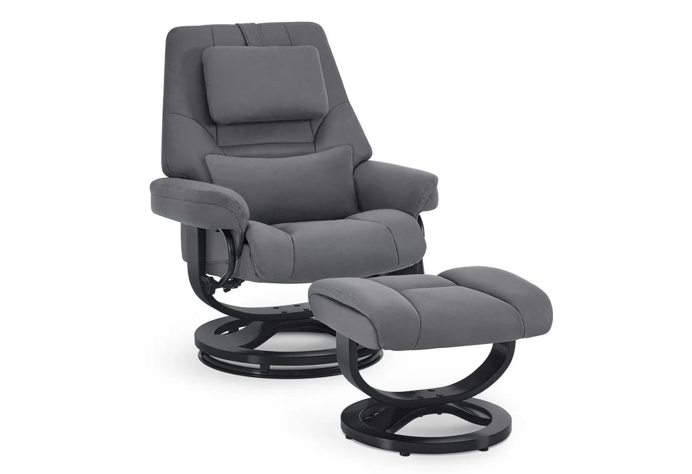 MCombo Relaxsessel 9046 Grau/Beige mit Liegefunktion & Hocker - Bild 2