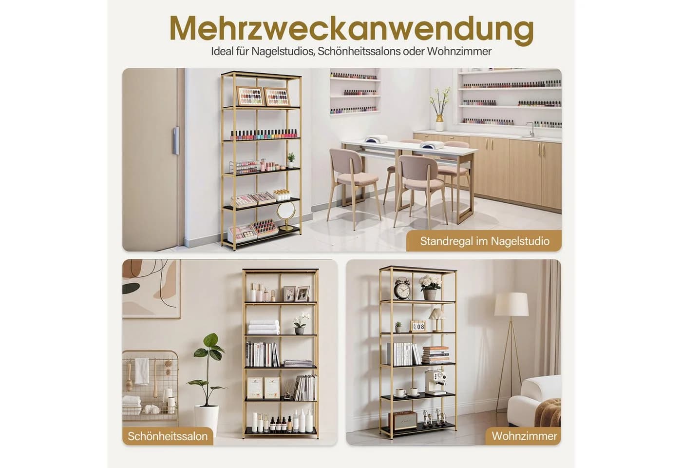 Barberpub Bücherregal - Schlichtes Standregal MDF Metall - Bild 5