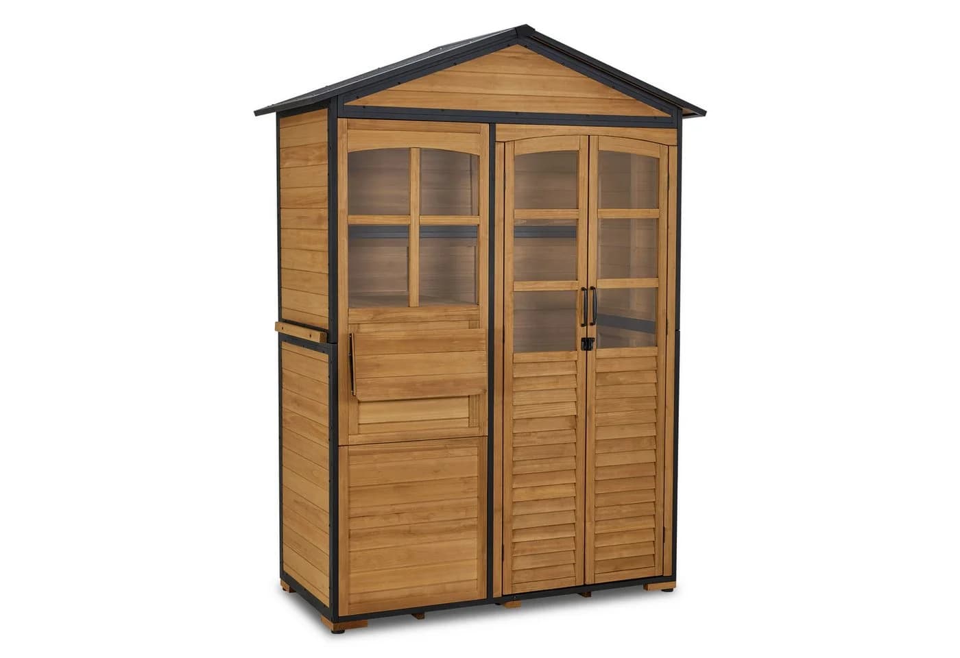 MCombo Gartenschrank Holz Metallgestell Wetterfest Natur - Bild 2